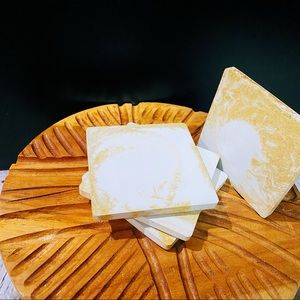 4” Concrete Coasters Set of 4 Modern Gold Coaster Set Modern Drink Coasters